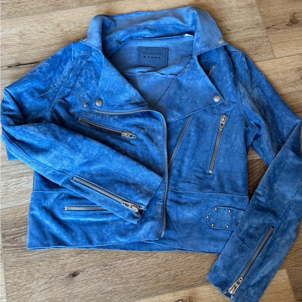 BlankNYC blue suede jacket Small